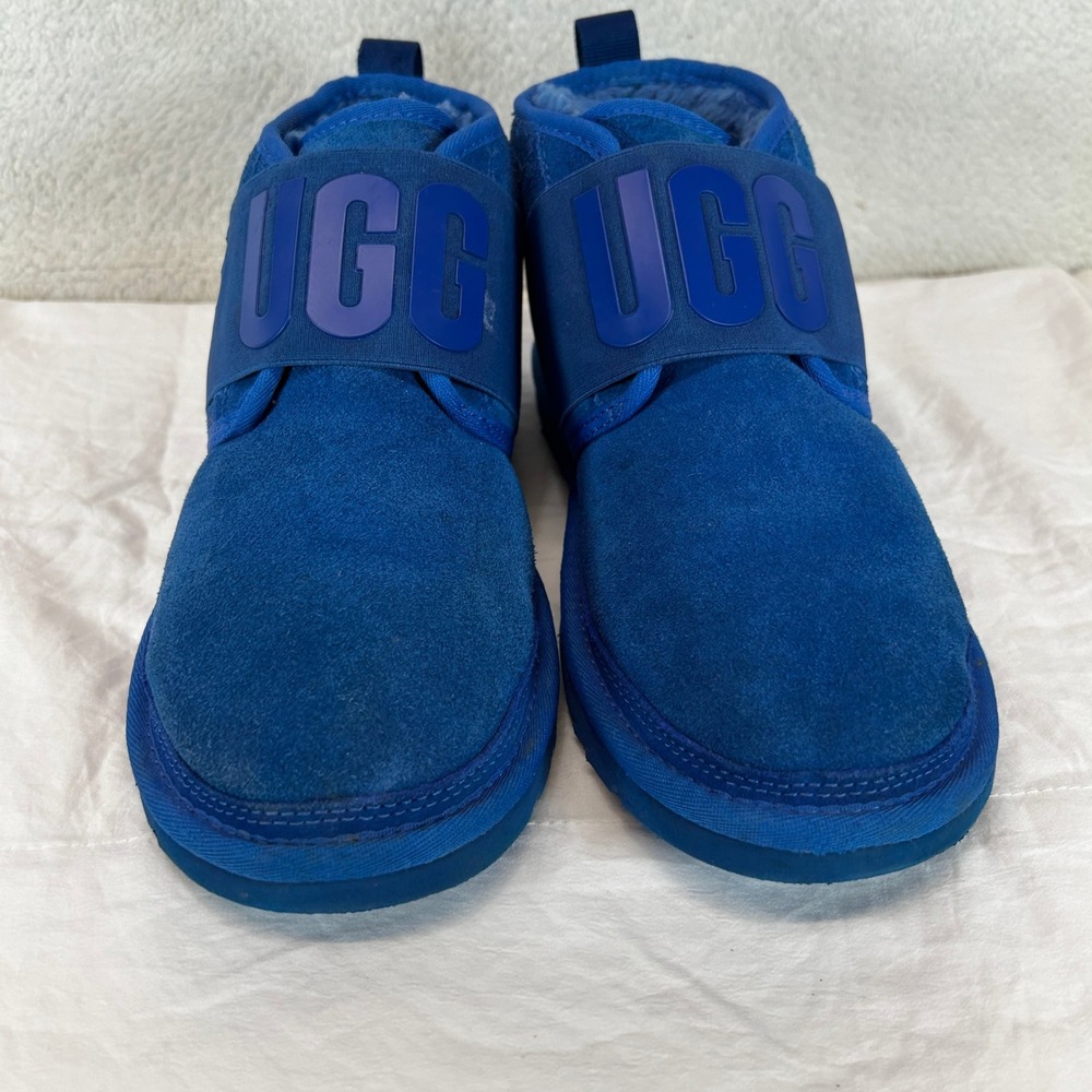 UGG Neumel Blue Suede Shearling Elastic Strap Boots‎ Mens 7 - Picture 3 of 15